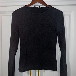 Dark gray fitted long-sleeve top